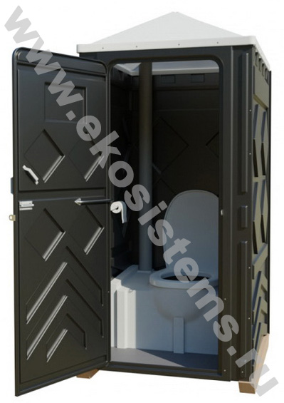 картинка Мобильная туалетная кабина Эконом, пластиковая, черная, бак 250л,  от магазина Одежда+