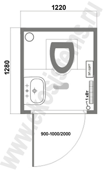 картинка Теплая туалетная кабина Арктика-1220х1280х2300 с пластиковым, литым умывальником 30 л. от магазина Одежда+